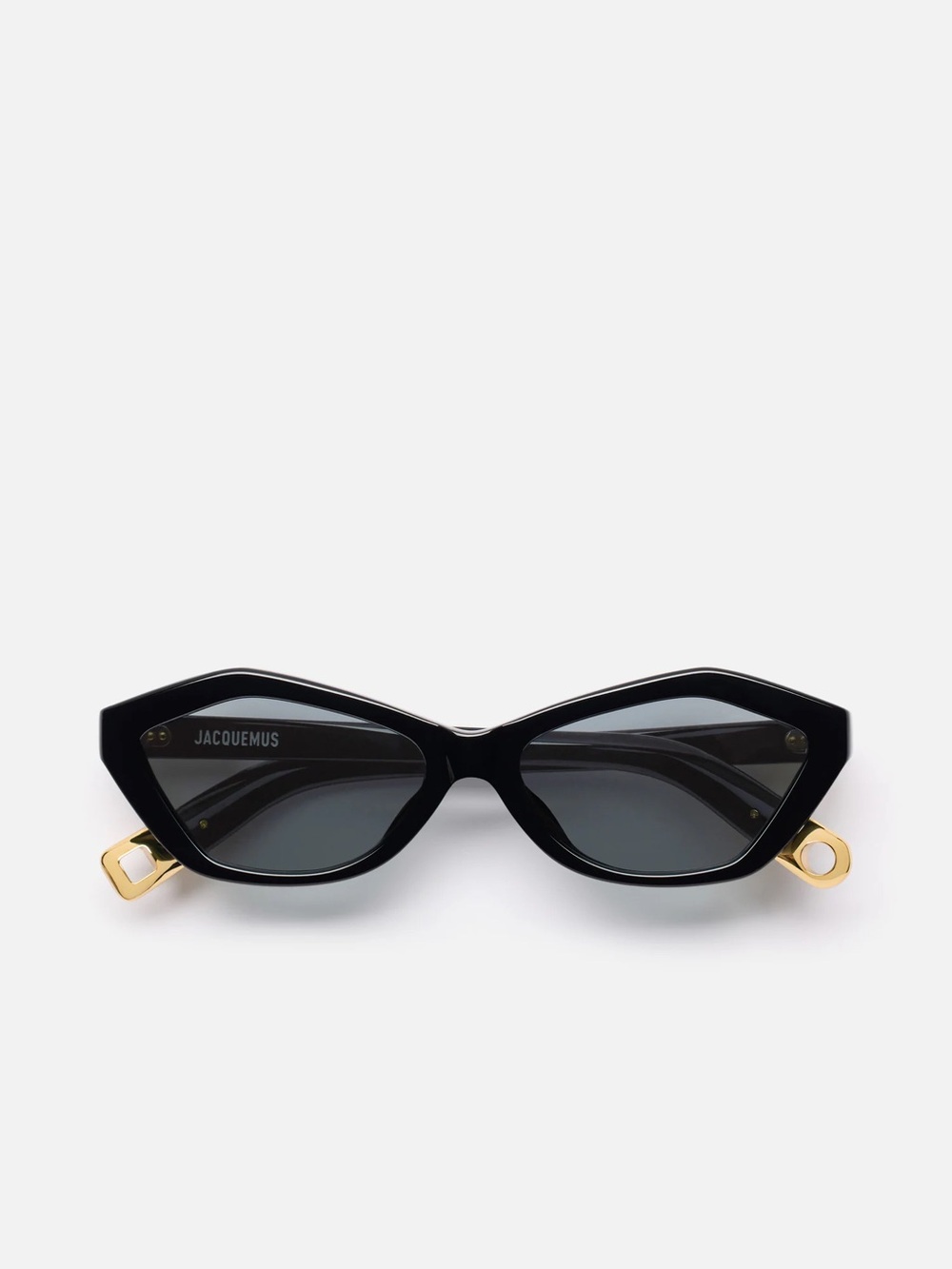 Jacquemus Bambino Black Cat-Eye Sunglasses with Gold Accent